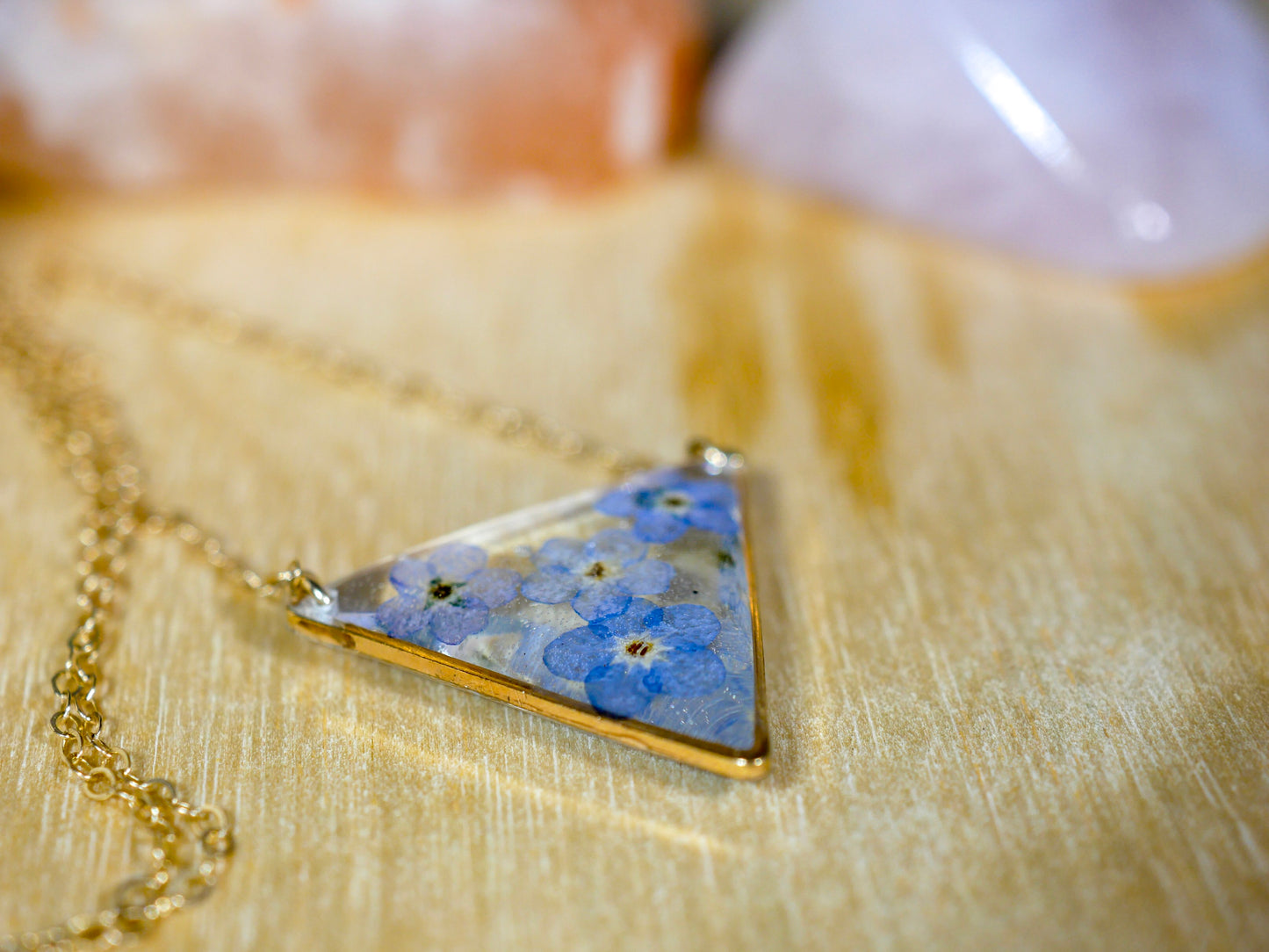 Forget me not Triangle Necklace, gold