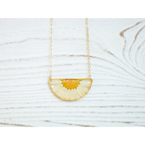 Half moon Pressed Daisy Necklace