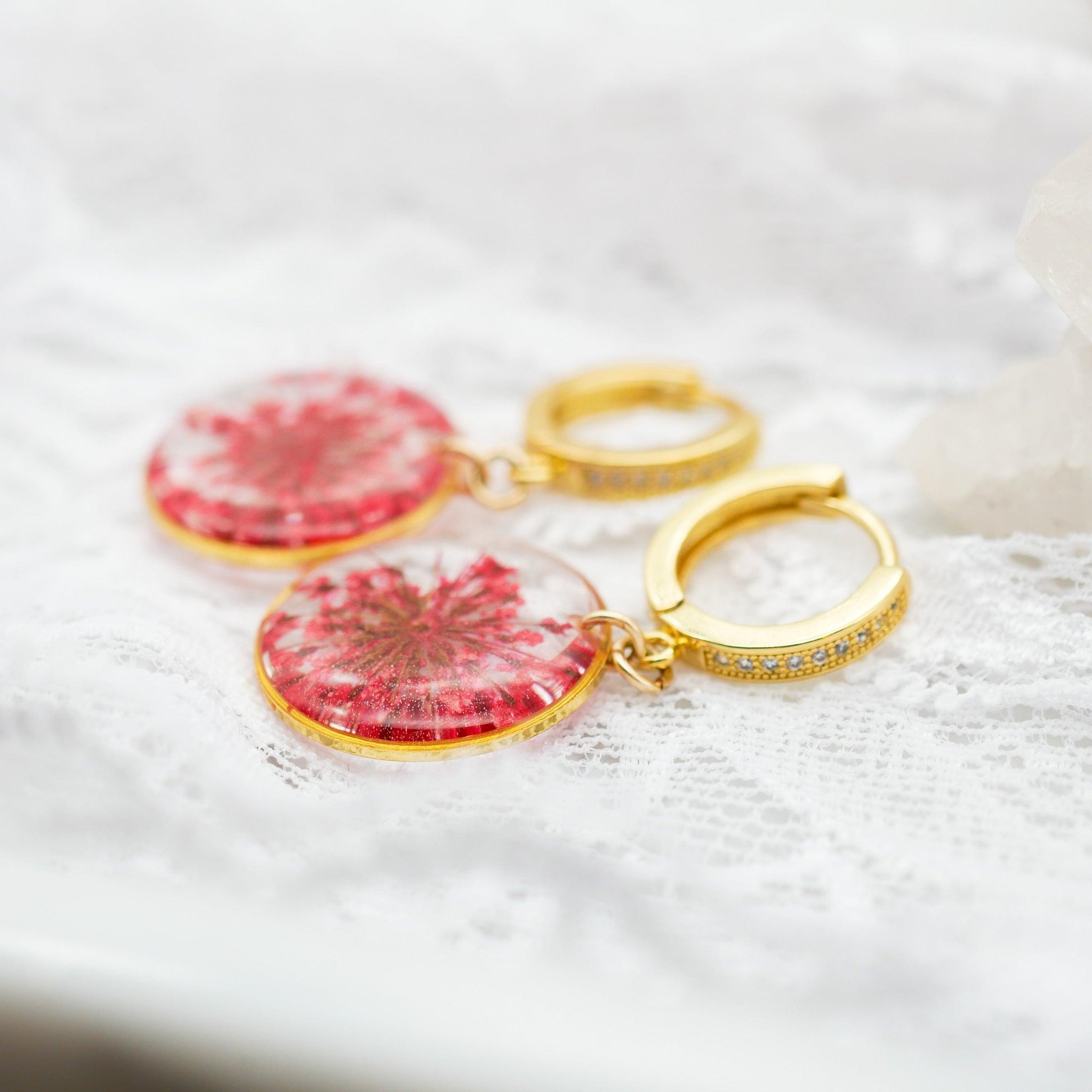 Pressed Flower CZ Huggies
