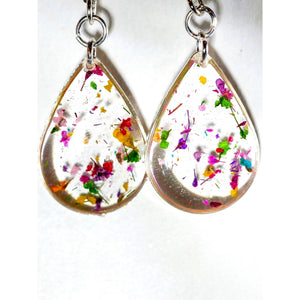 Tiny Flower confetti teardrop earrings