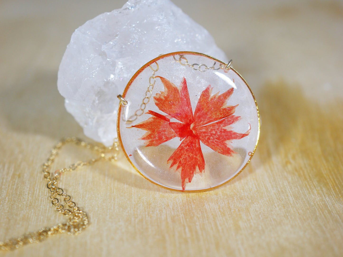 Red phlox flower necklace