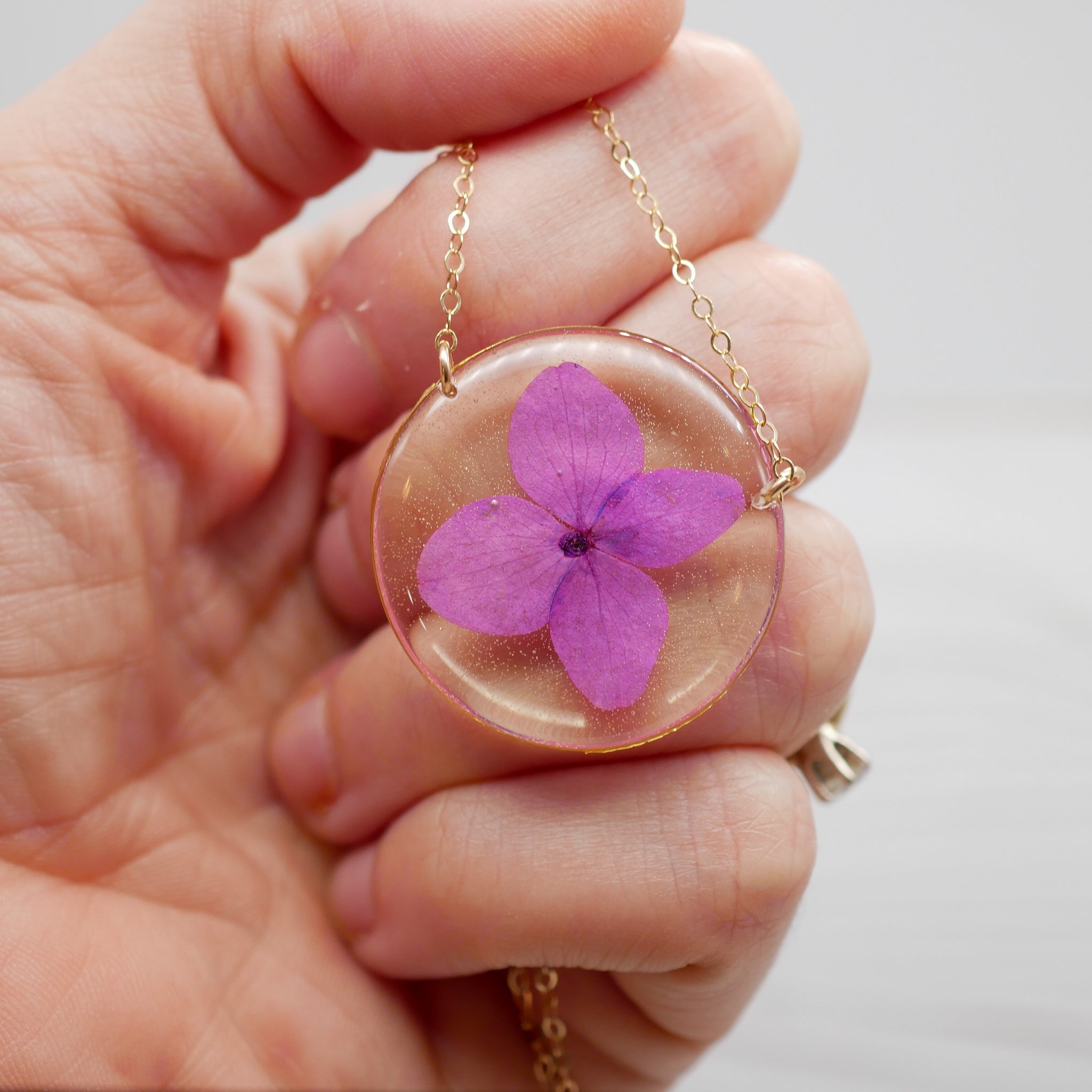 Purple hydrangea necklace