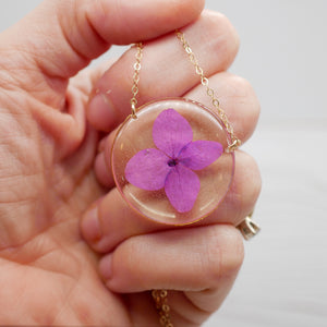 Purple hydrangea necklace