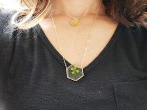 4 Leaf Clover hexagon necklace
