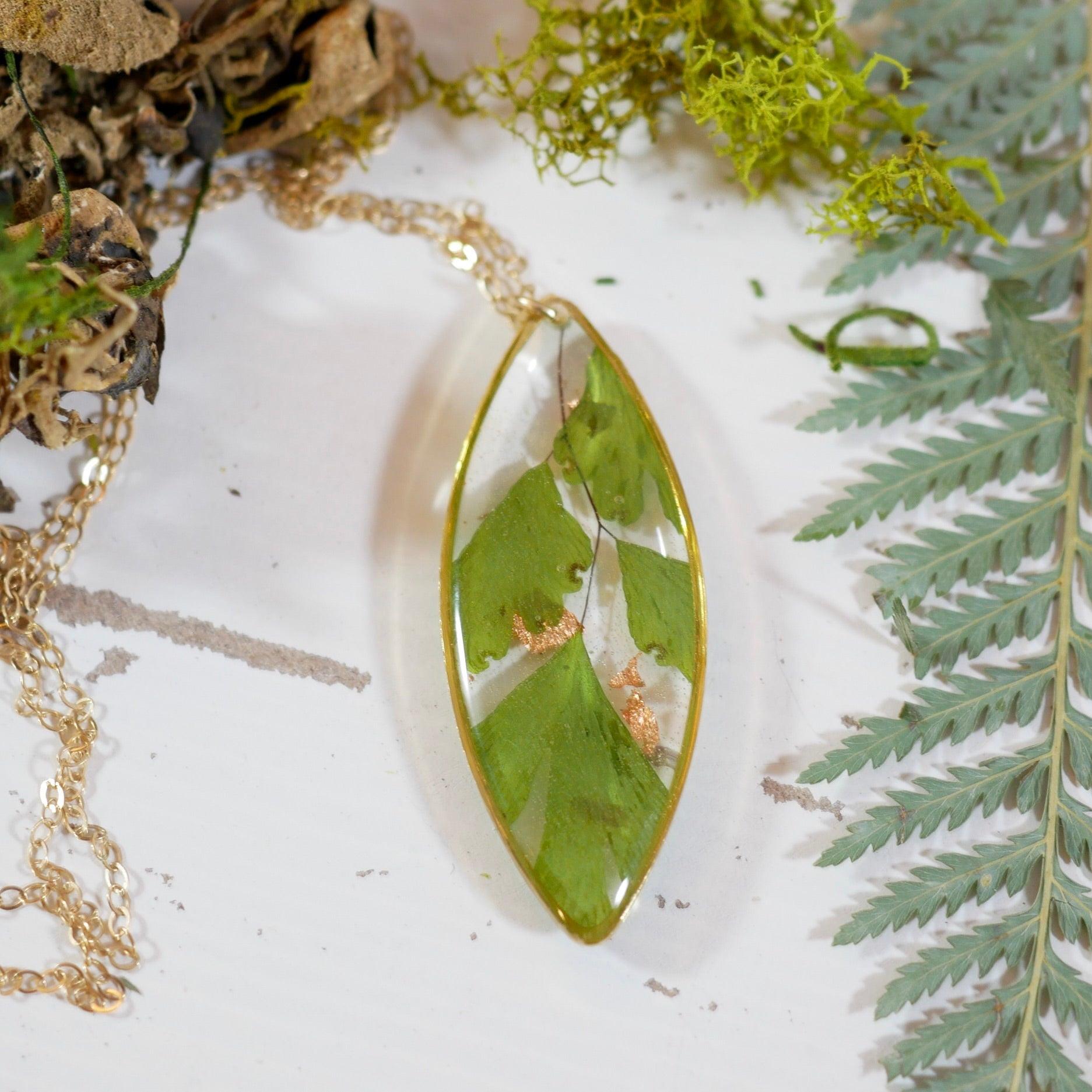 Maidenhair Fern Ellipse Necklace