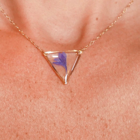 Dainty Cornflower triangle necklace