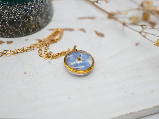 Forget me not tiny charm necklace