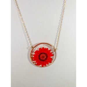 Red Flower Circle Pendant