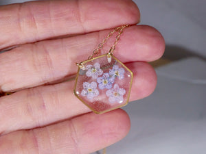 Forget-Me-Not Hexagon Necklace
