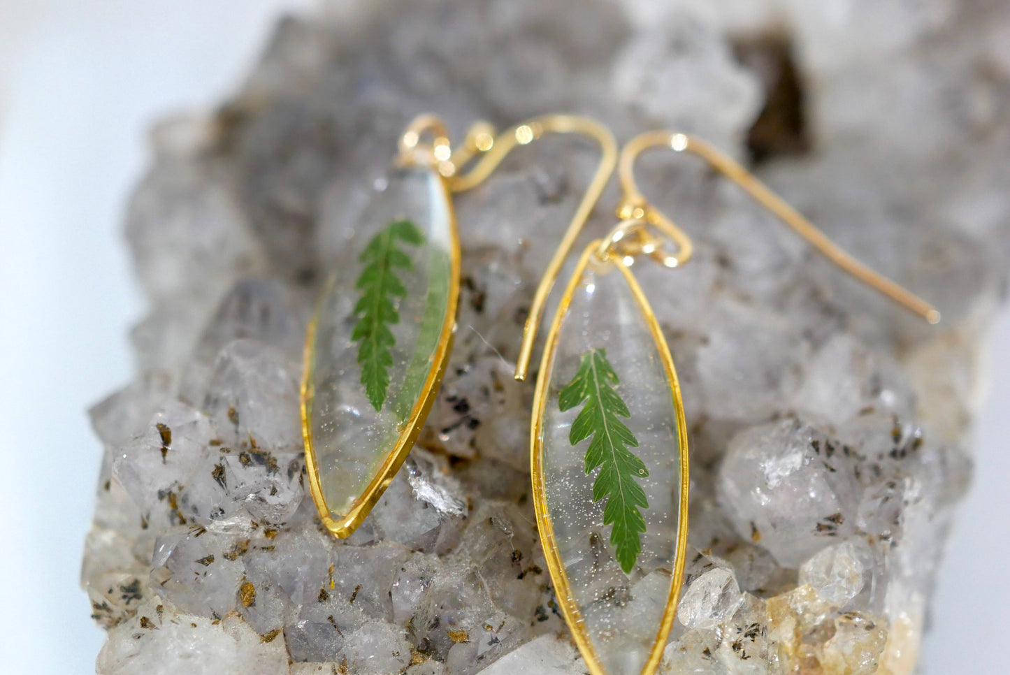 Load image into Gallery viewer, Tiny Fern Ellipse Earrings
