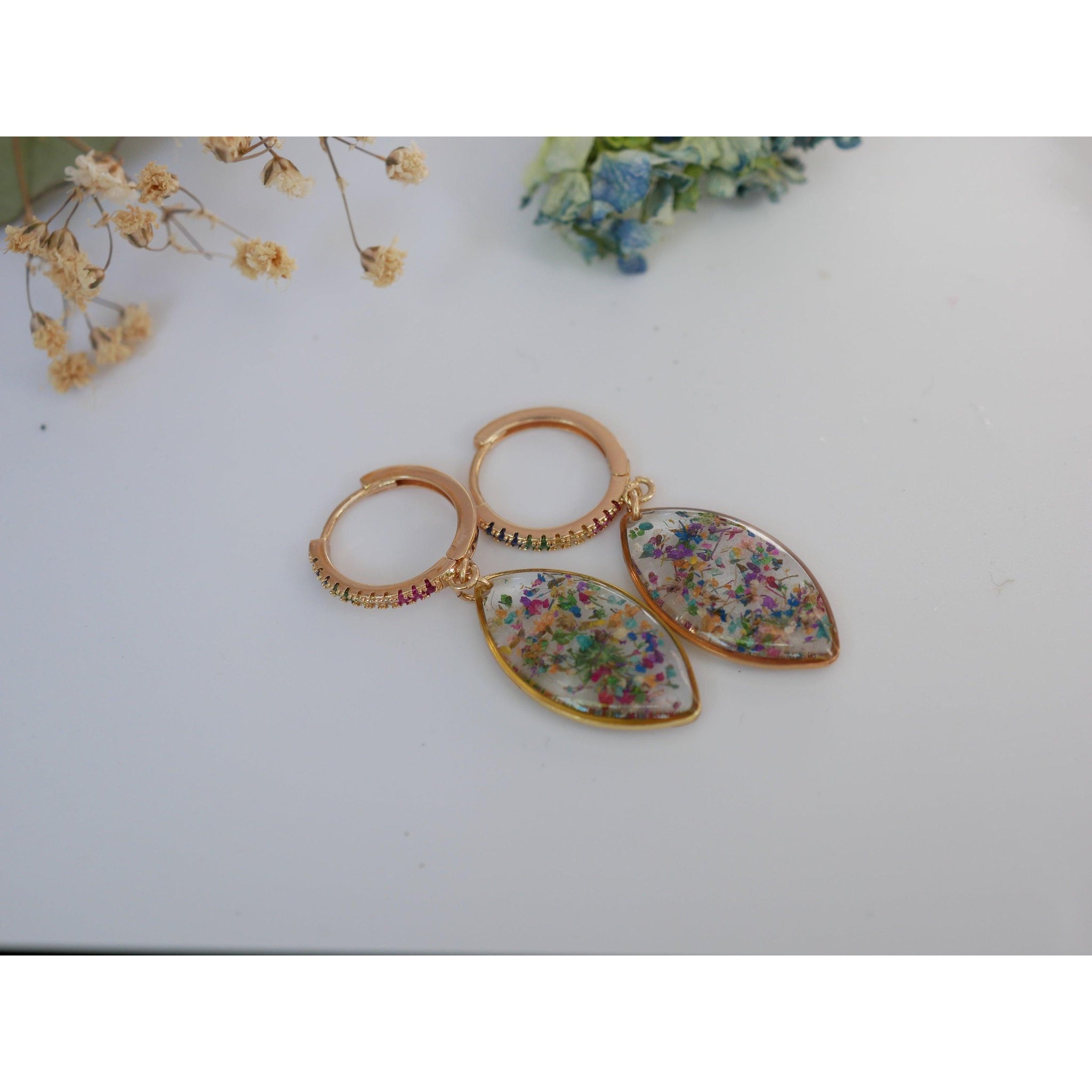 Rainbow Cubic Zirconia Huggie Hoops