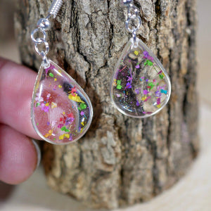Tiny Flower confetti teardrop earrings