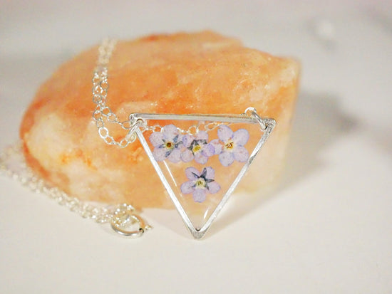 Load image into Gallery viewer, Forget me not Triangle Necklace
