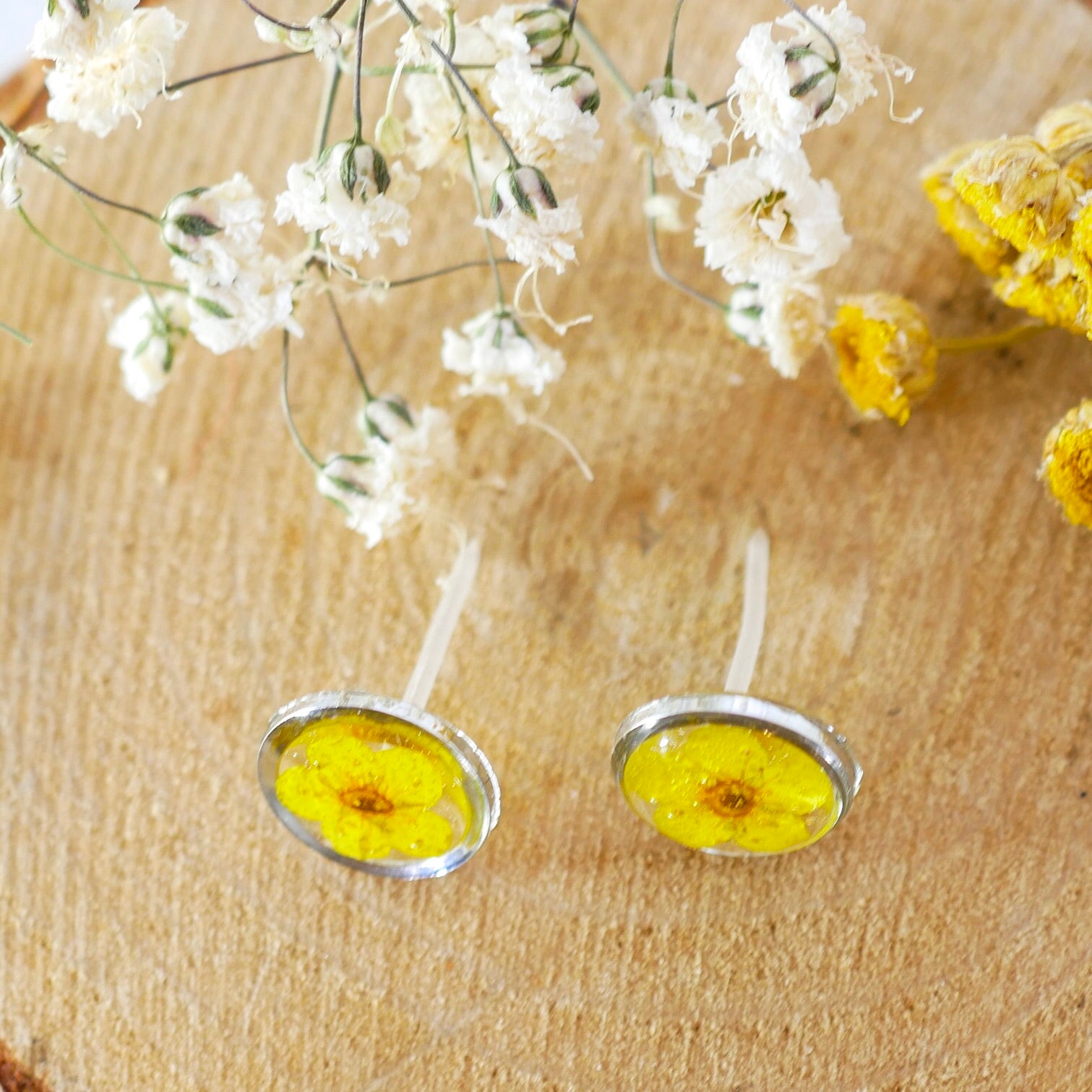 Tiny Yellow flower studs
