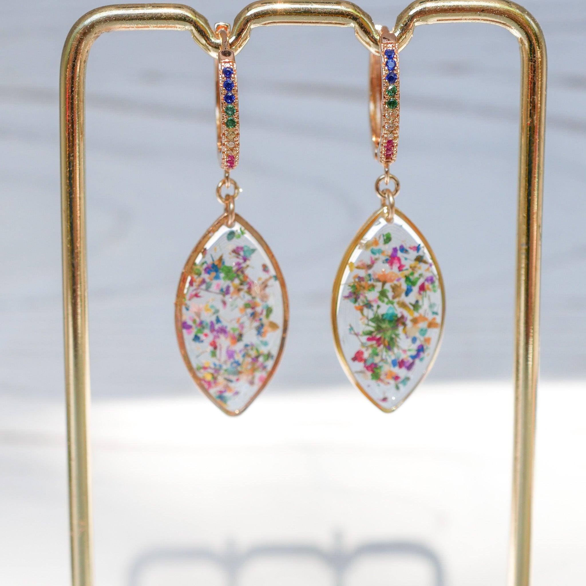 Rainbow Cubic Zirconia Huggie Hoops