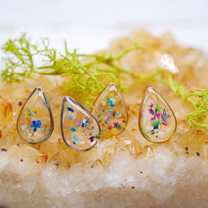 Flower Confetti teardrop stud earrings