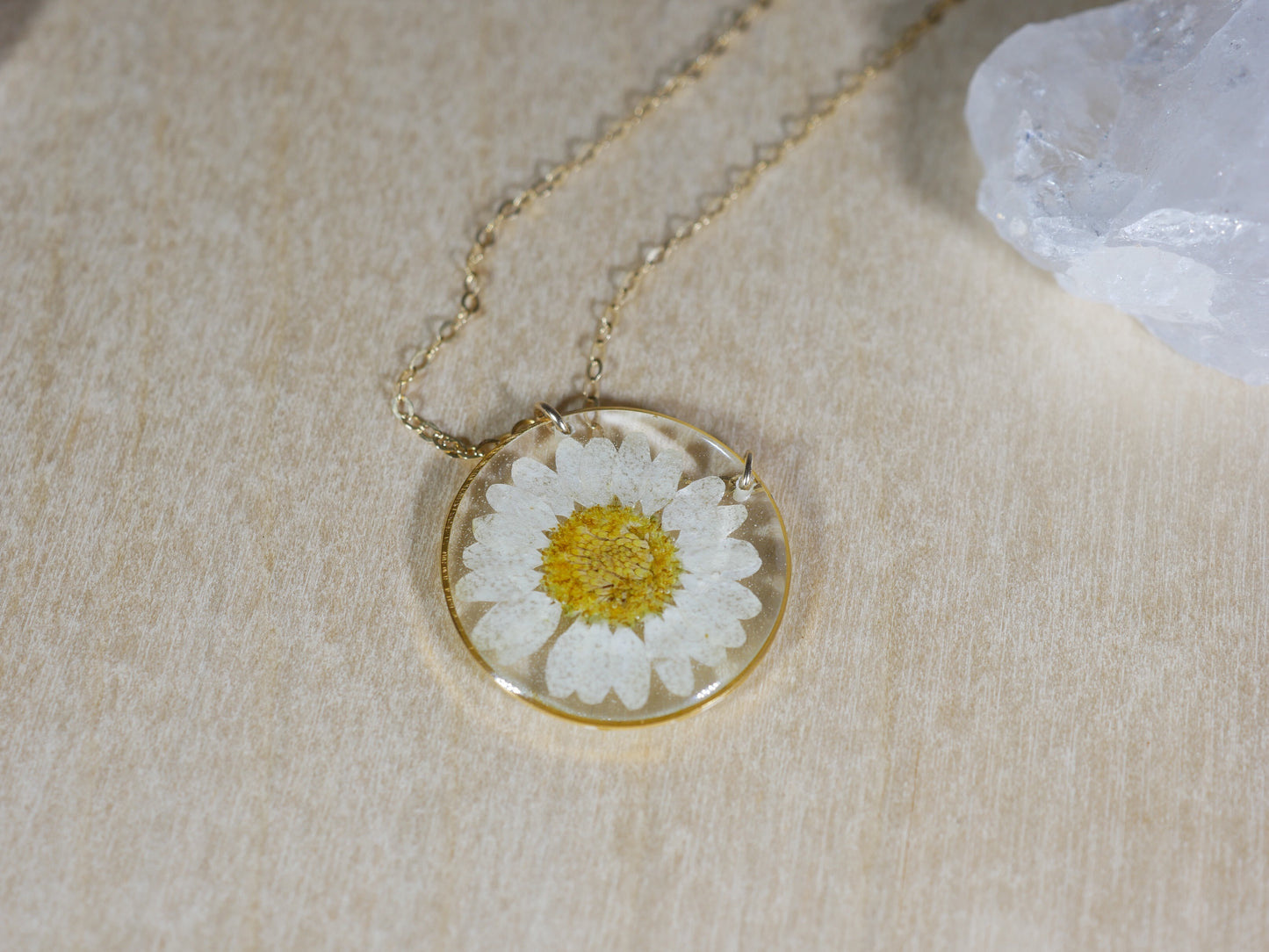 Pressed Daisy Necklace