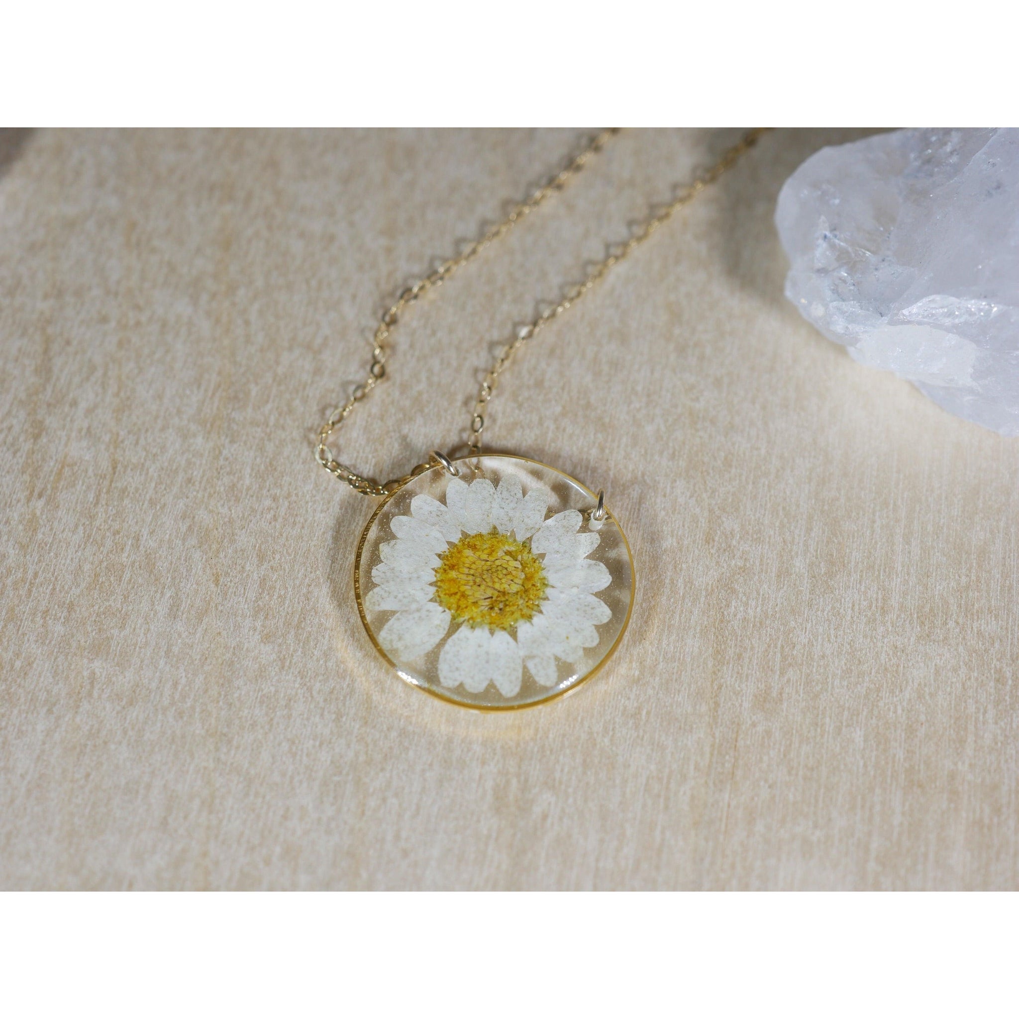 Pressed Daisy Necklace