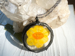 Stained glass daffodil necklace