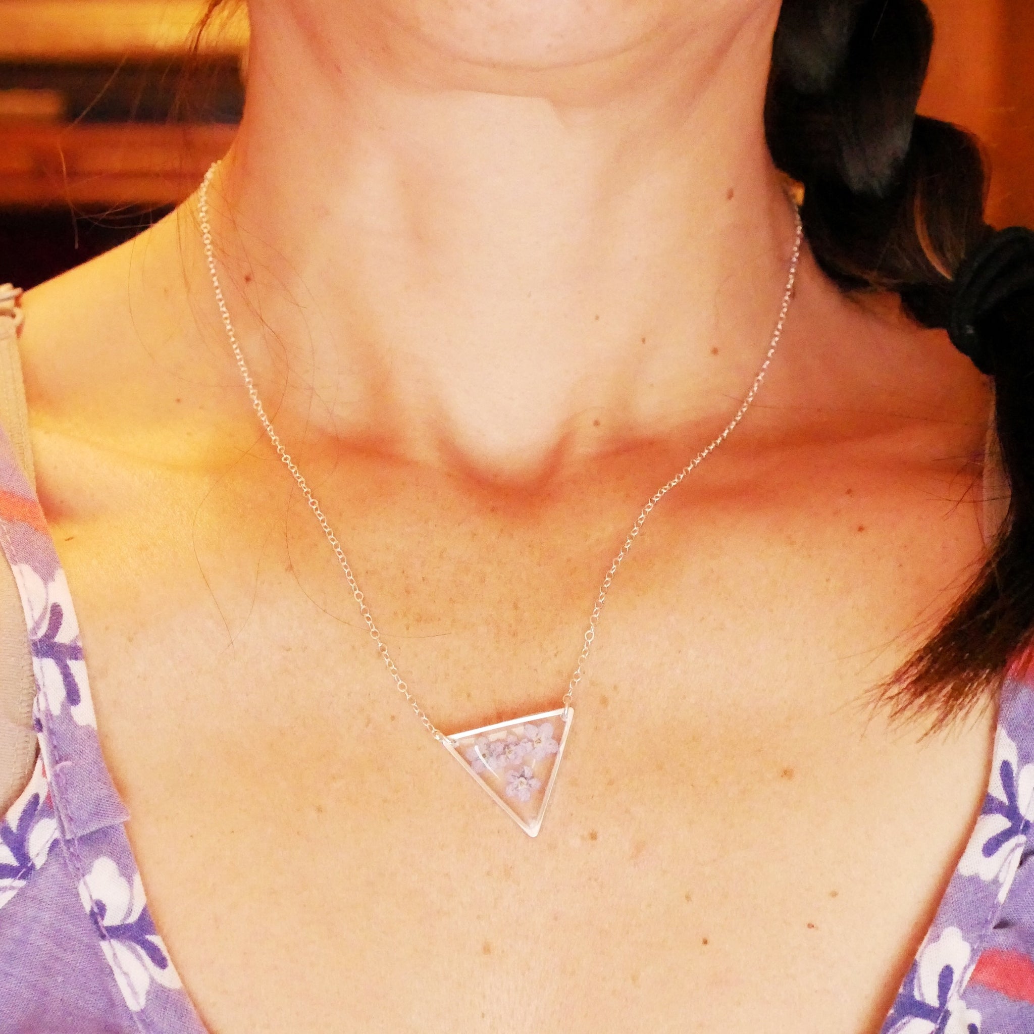 Forget me not Triangle Necklace
