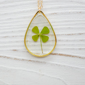 4 leaf clover teardrop necklace necklace