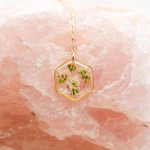 Tiny Baby's Breath Hexagon Necklace