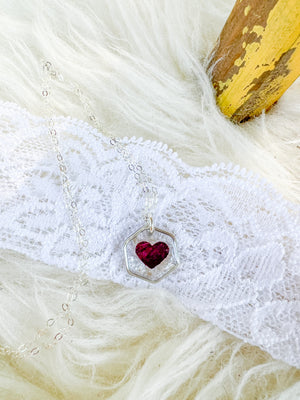 Heart shaped rose petal necklace