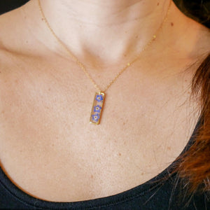 Forget me not vertical bar necklace