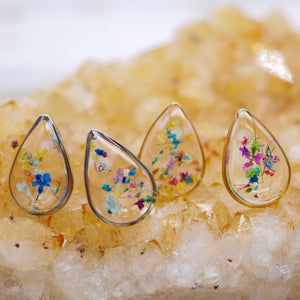 Flower Confetti teardrop stud earrings